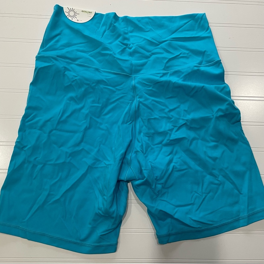 Offline By Aerie Blue Street Bike Shorts XL High Rise 7" Inseam New T1 - Picture 6 of 8